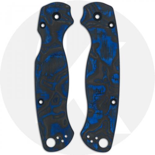 KP Custom Blue Swirl Carbon Fiber Scales for Spyderco Para Military 2 Knife