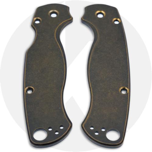 KP Titanium Scales for Spyderco Para Military 2 Knife - Ironforge Bronze Finish