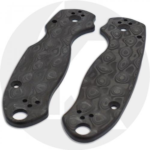 KP Custom Carbon Fiber Damascus Pattern Scales for Spyderco Para 3 Knife