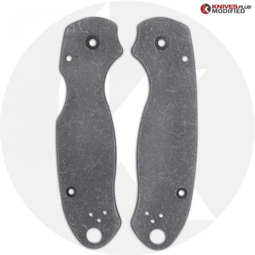 KP Custom Titanium Scales for Spyderco Para 3 Knife - Blasted + Stonewashed