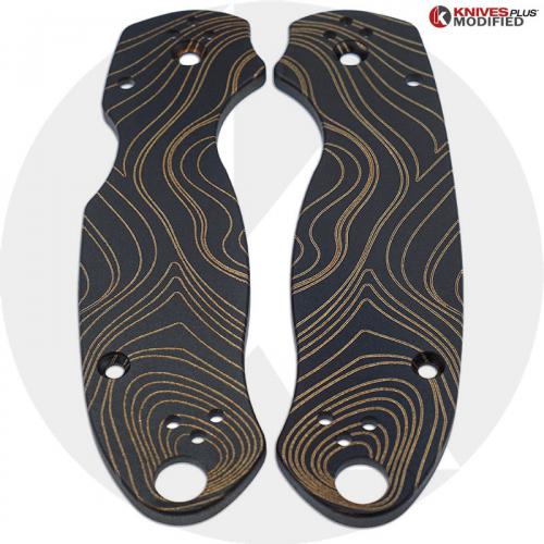 KP Custom Titanium Scales for Spyderco Para 3 Knife - Black Anodized Finish - Topo Engraved