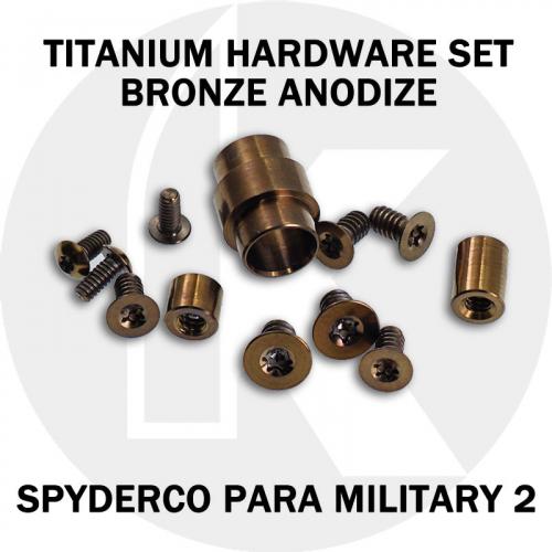 Titanium Hardware Replacement Screw Set for Spyderco Para Military 2 Knife - Bronze Anodize