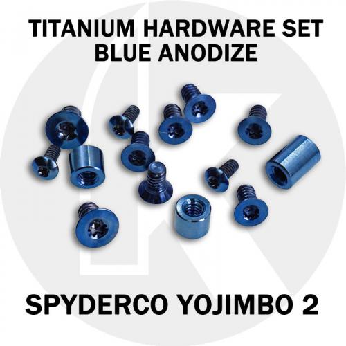 Titanium Hardware Replacement Screw Set for Spyderco Yojimbo Knife - Blue Anodize