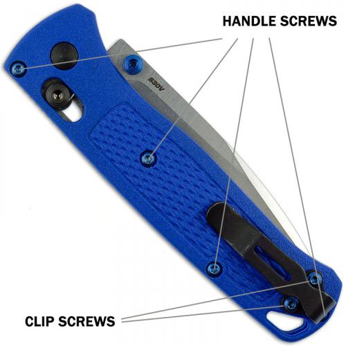 Titanium Replacement Screw Set for Benchmade Bugout 535 Knife Button Head T6 Blue Set of 10