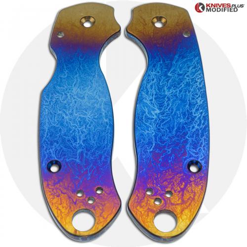 KP Custom Titanium Scales for Spyderco Para 3 Knife - Super Nova Finish