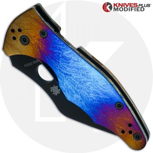 MODIFIED Spyderco Yojimbo 2 Black DLC Knife + KP Titanium Super Nova Scales