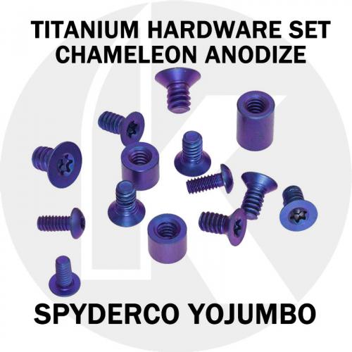 Titanium Hardware Replacement Screw Set for Spyderco YoJUMBO Knife - High Voltage Chameleon Anodize