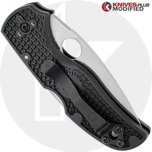 MODIFIED Spyderco Native 5 Salt LC200N Knife - BLACK Rit Dye Handle