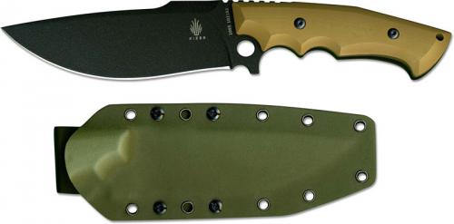 Kizer Salient E613 1023A1 Morgan Koens Black 1095 Modified Drop Point Fixed Blade Tan G10