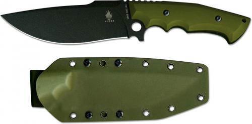 Kizer Salient E613 1023A2 Morgan Koens Black 1095 Modified Drop Point Fixed Blade Green G10