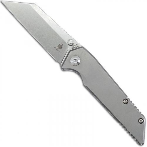 Kizer Fire Ant Ki2535A1 - Dirk Pinkerton - Stonewash Reverse Tanto - Matte Titanium - Frame Lock Folder