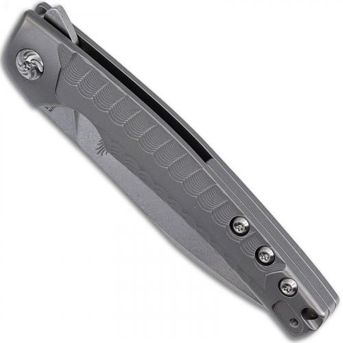 Kizer Splinter Ki3457A3 - TomCat Knives - Stonewash Sheepfoot - Milled Matte Titanium - Frame Lock Flipper Folder