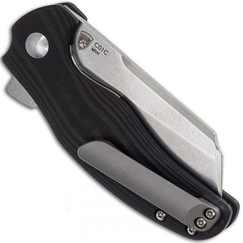 Kizer c01c Mini Sheepdog Ki3488A4 - Chris Conaway - Stonewash Cleaver Style - Carbon Fiber - Liner Lock Flipper Folder