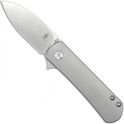 Kizer Yorkie Ki3525A3 - Ray Laconico - Stonewash Drop Point - Matte Titanium - Frame Lock Flipper Folder