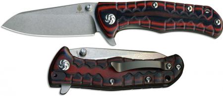 Kizer Ki405 Ophid Flipper Folder with S35VN Blade and Red and Black G10 Handle, Ki-405