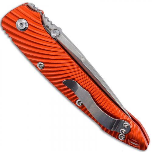 Kizer Sliver Ki4419A1 - Stonewash Drop Point - Sunburst Orange Aluminum - Liner Lock Folder