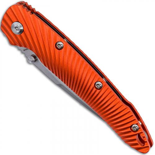 Kizer Sliver Ki4419A1 - Stonewash Drop Point - Sunburst Orange Aluminum - Liner Lock Folder