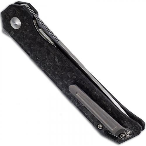 Kizer Begleiter Ki4458T3 - Azo EDC - Satin CPM S35VN Tanto - Marble Carbon Fiber - Liner Lock Flipper Folder