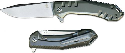 Kizer Basalt Ki4505 Azo EDC Clip Point Blade Dark Gray Titanium Frame Lock Flipper Folder
