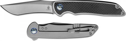 Kizer Matanzas Ki4510A2 Nick Swan Recurve Blade Ti and Carbon Fiber Flipper Folder