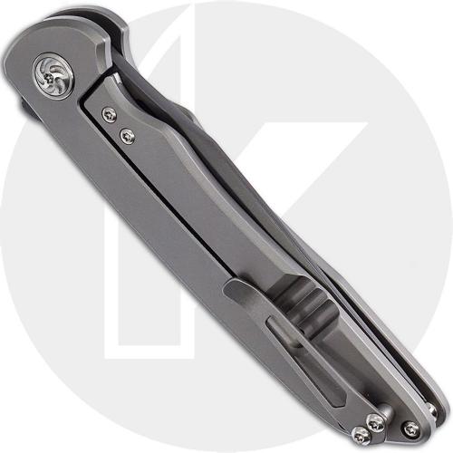 Kizer Matanzas Ki4510A3 - Nick Swan - Gray Drop Point - Matte Titanium with Brown Micarta - Frame Lock Flipper Folder