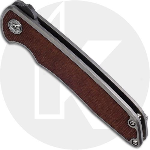 Kizer Matanzas Ki4510A3 - Nick Swan - Gray Drop Point - Matte Titanium with Brown Micarta - Frame Lock Flipper Folder