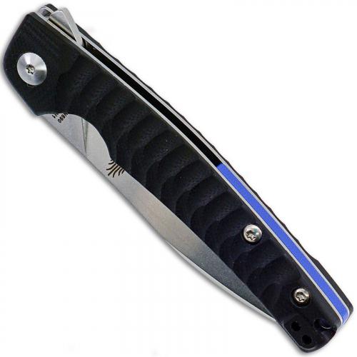 Kizer Vanguard Splinter V3457N1 - TomCat Knives - Stonewash N690 Sheepfoot - Milled Black G10 - Liner Lock Flipper Folder