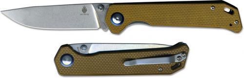 Kizer Begleiter Vanguard V4458A4 EDC Liner Lock Folder Stonewash Drop Point with Brown G10