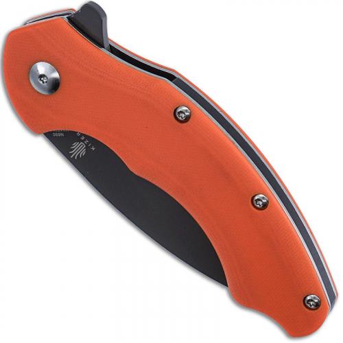 Kizer Vanguard Roach V4477N2 - Matt Degnan - Dark Gray Ti N690 Drop Point - Orange G10 - Liner Lock Flipper Folder