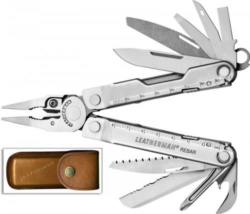 Leatherman Rebar Tool 832560 Heritage Edition 17 Function Multi Tool with Vintage Leather Sheath