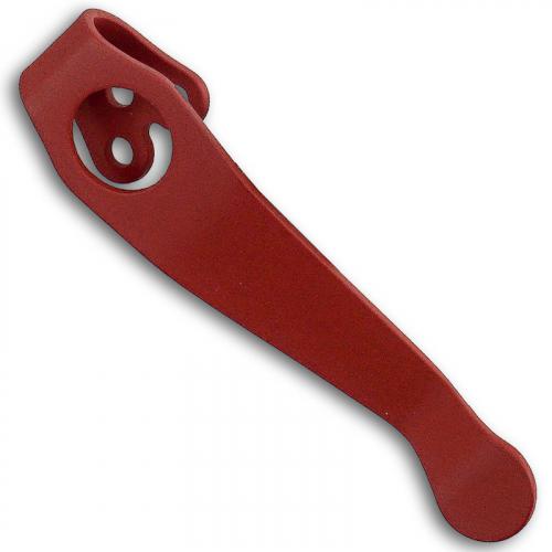 LynchNW Spyderco Titanium Deep Carry Pocket Clip - Standard Short - Red Cerakote