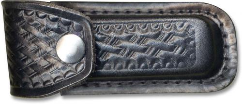 Knife Sheath: Medium Black Basketweave Leather Sheath, MC-201