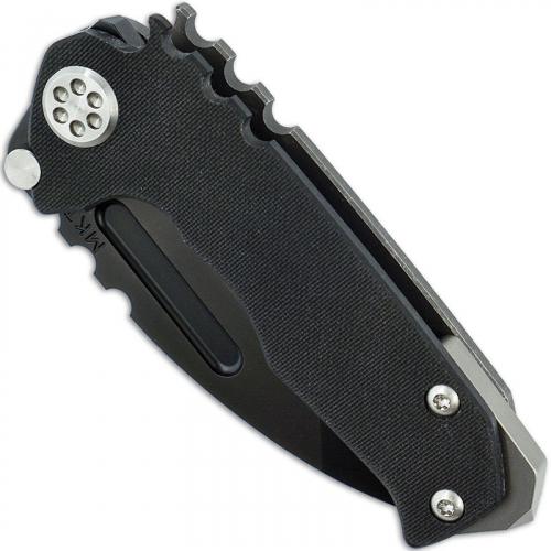 Medford Micro Praetorian G Knife - Black PVD Tanto - Black G10 and Stonewash Titanium - Frame Lock Folder - USA Made