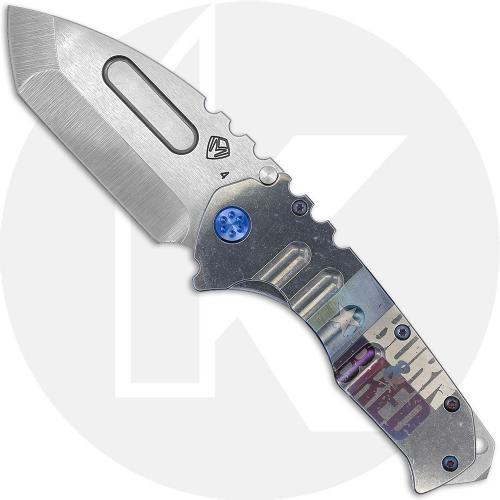 Medford Praetorian T - Tumbled S45VN Tanto - Born and Bred Texas Flag Ti - Blue Hardware - Frame Lock Folder - USA Made