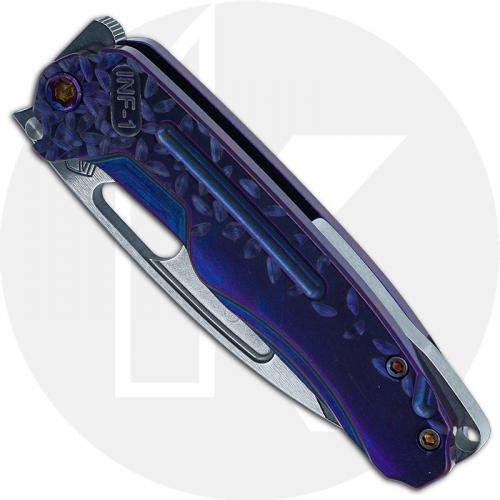 Medford Infraction - Tumbled S35VN Drop Point - Violet Falling Leaf Ti - Frame Lock Folder - USA Made