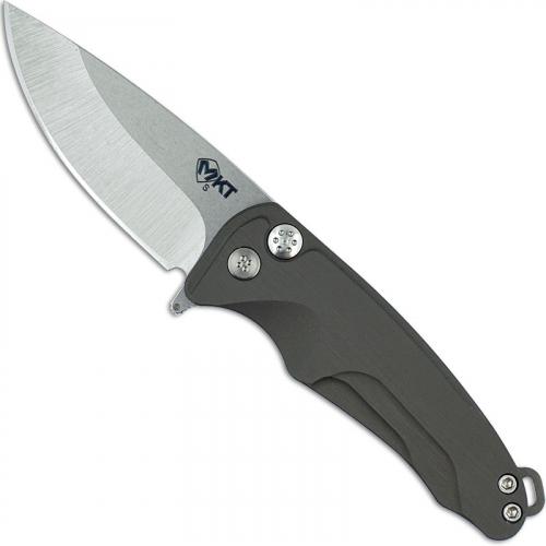 Medford Smooth Criminal Knife - Tumbled Drop Point - Flipper Knife - Gray Aluminum - Plunge Lock Folder - USA Made