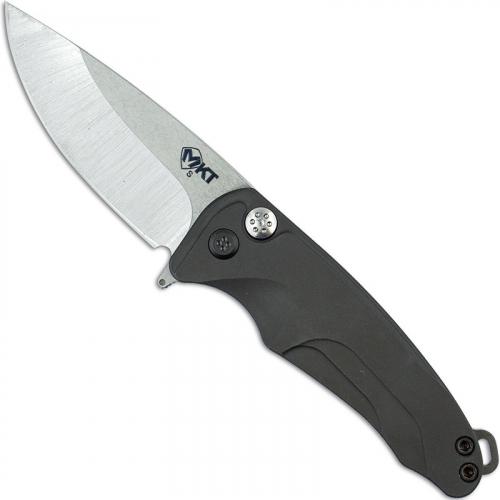 Medford Smooth Criminal Knife - Tumbled Drop Point - Flipper Knife - Gray Aluminum - PVD Hardware - Plunge Lock Folder - USA Made
