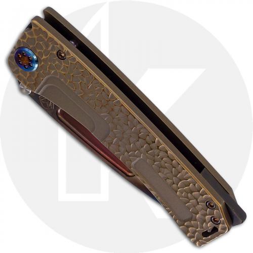 Medford Marauder-H Knife - Vulcan S35VN Drop Point - Gold / Bronze Hammered Titanium - Frame Lock Folder - USA Made