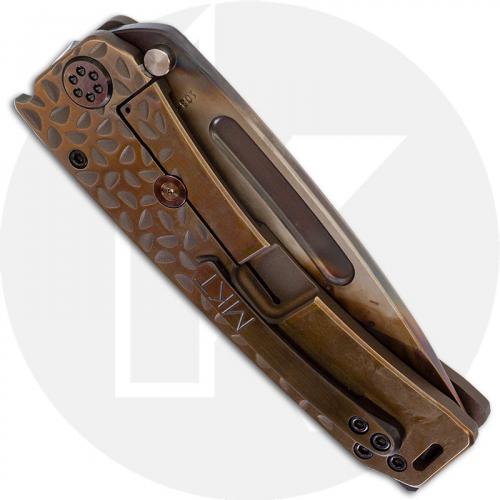 Medford Marauder-H Knife - Vulcan CPM 3V Drop Point - Bead Blast Bronze Falling Leaf Sculpted Handle - Frame Lock Folder - USA M