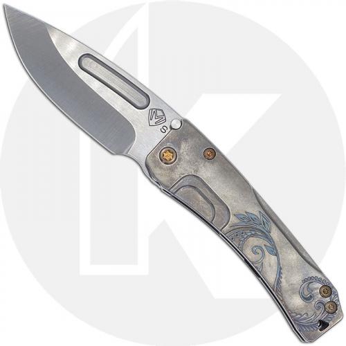 Medford Slim Midi - Tumbled S35VN Drop Point - Tumbled Filigree Ti - Frame Lock Folder - USA Made