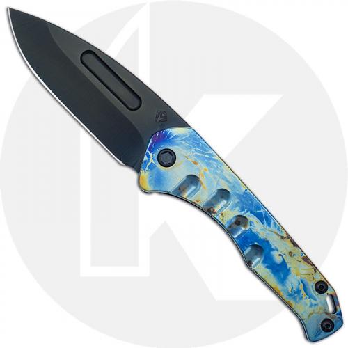 Medford Praetorian Slim - PVD S35VN Drop Point - Faced Galaxy Ti with Blue Pin Stripes - Frame Lock Folder - USA Made