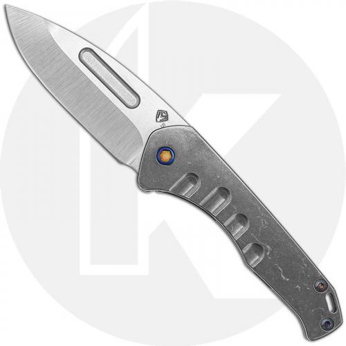 Medford Praetorian Slim - Tumbled S35VN Drop Point - Tumbled Ti - Frame Lock Folder - USA Made