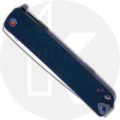 Medford M-48 Knife - Tumbled S35VN Drop Point - Blue Aluminum / Tumbled Ti - Flamed Hardware - Frame Lock Flipper Folder - USA M