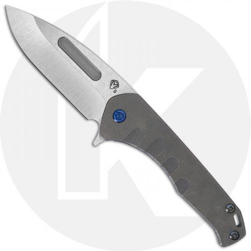 Medford Praetorian Slim Flipper - Tumbled S35VN Drop Point - Tumbled Titanium Handle - Frame Lock Folder - USA Made