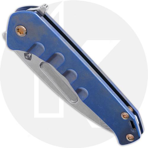 Medford Praetorian Slim Flipper - Tumbled S45VN Tanto - Blue Ti - Frame Lock Folder - USA Made