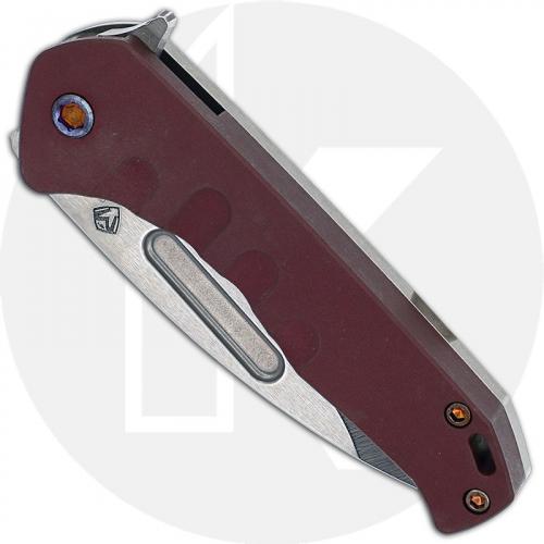 Medford Swift FL Flipper - Tumbled S35VN Drop Point - Red Aluminum / Tumbled Ti - Frame Lock Folder - USA Made