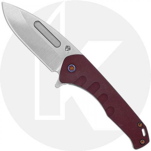 Medford Swift FL Flipper - Tumbled S35VN Drop Point - Red Aluminum / Tumbled Ti - Frame Lock Folder - USA Made