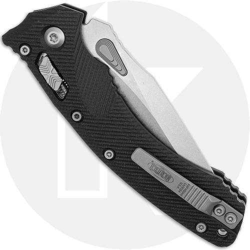 Microtech Amphibian RAM-LOK Knife - Stonewashed Part Serrated Bohler M390MK Drop Point - Fluted Black G10