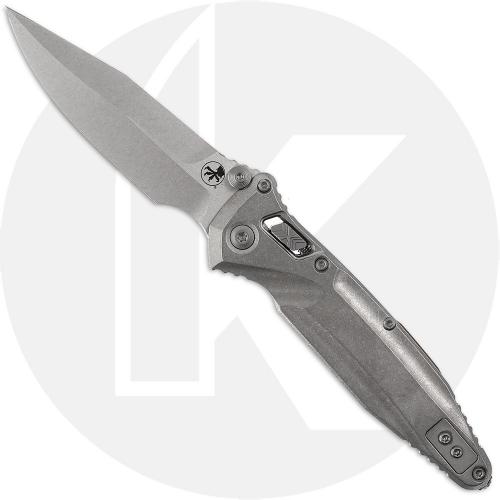 Microtech Socom Delta Knife - Stonewashed Spear Point - Stonewash Titanium with Bronze Accents