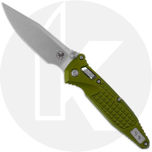 Microtech Socom 160RL-10FROD Knife - Stonewash M390MK Spear Point - OD Green Frag Pattern Aluminum - USA Made